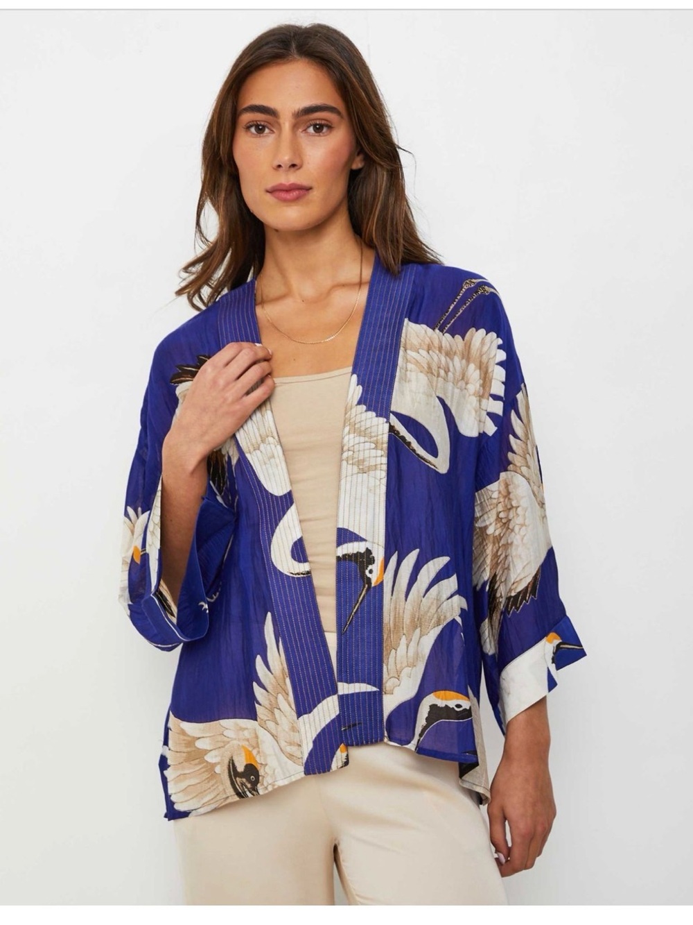 One Hundred Stars Stork Royal Blue Kimono
